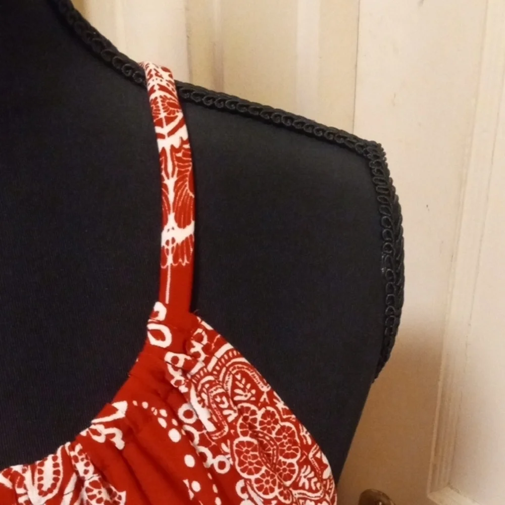 London Times Red And White Raised  Patterned Maxi Dress - Picture 5 of 12